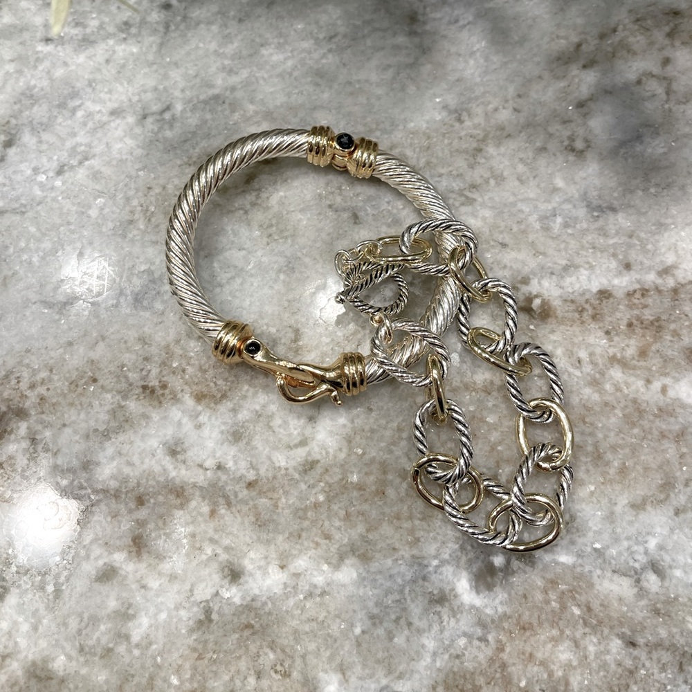 Set of 2 silver and gold bracelets